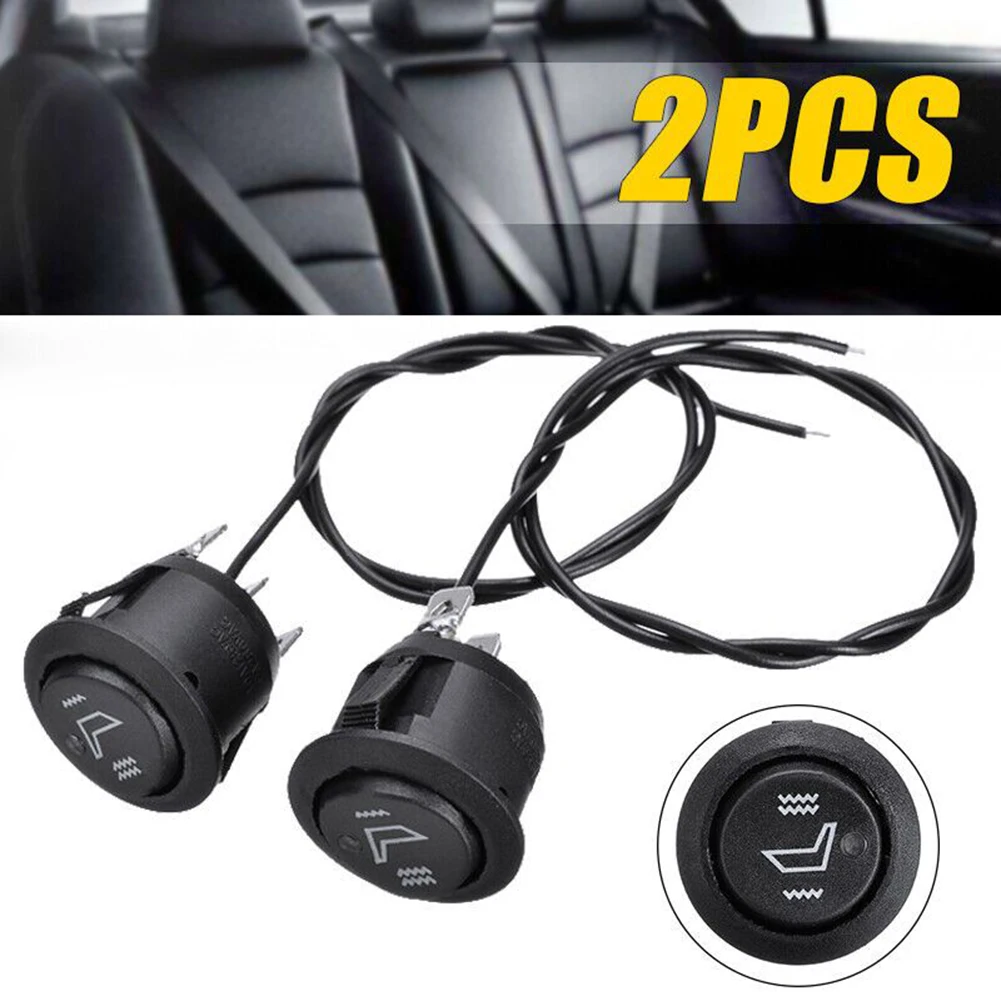 2Pcs 3-pin Heating Switch 20A 12VPlastic Car Truck Push Button Switch Round Heated Rocker High Low Position On/off Control