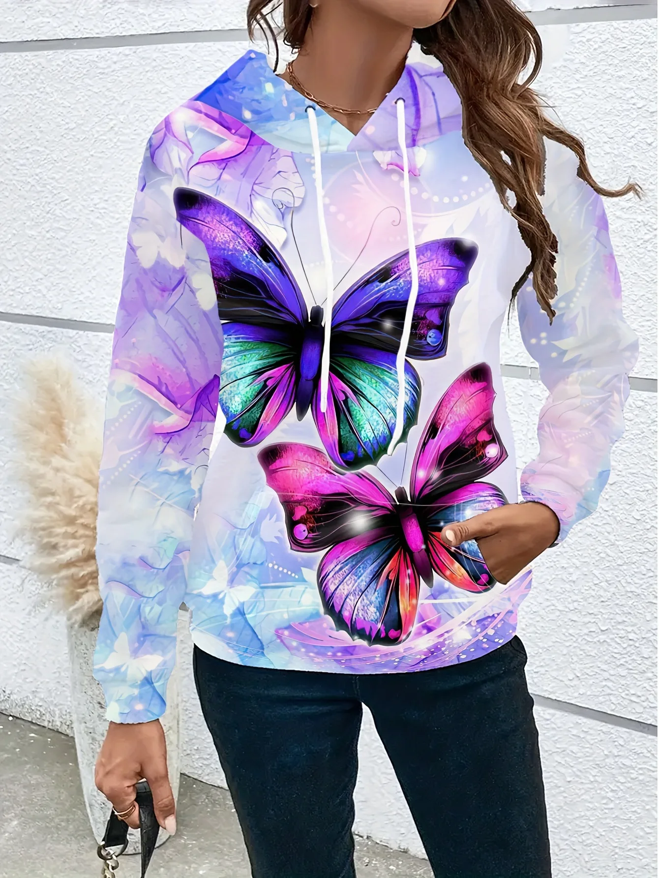 Butterfly Skull Floral 3D Print Hoodies Streetwear Women's Hoodie Oversized Pullovers Y2K Hooded Sweatshirts Top Female Clothing
