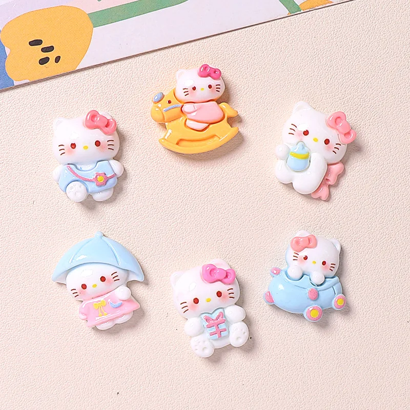 5pcs Play Hello Kitty resin flatback cabochons diy jewelry making materials handmade junk case charms