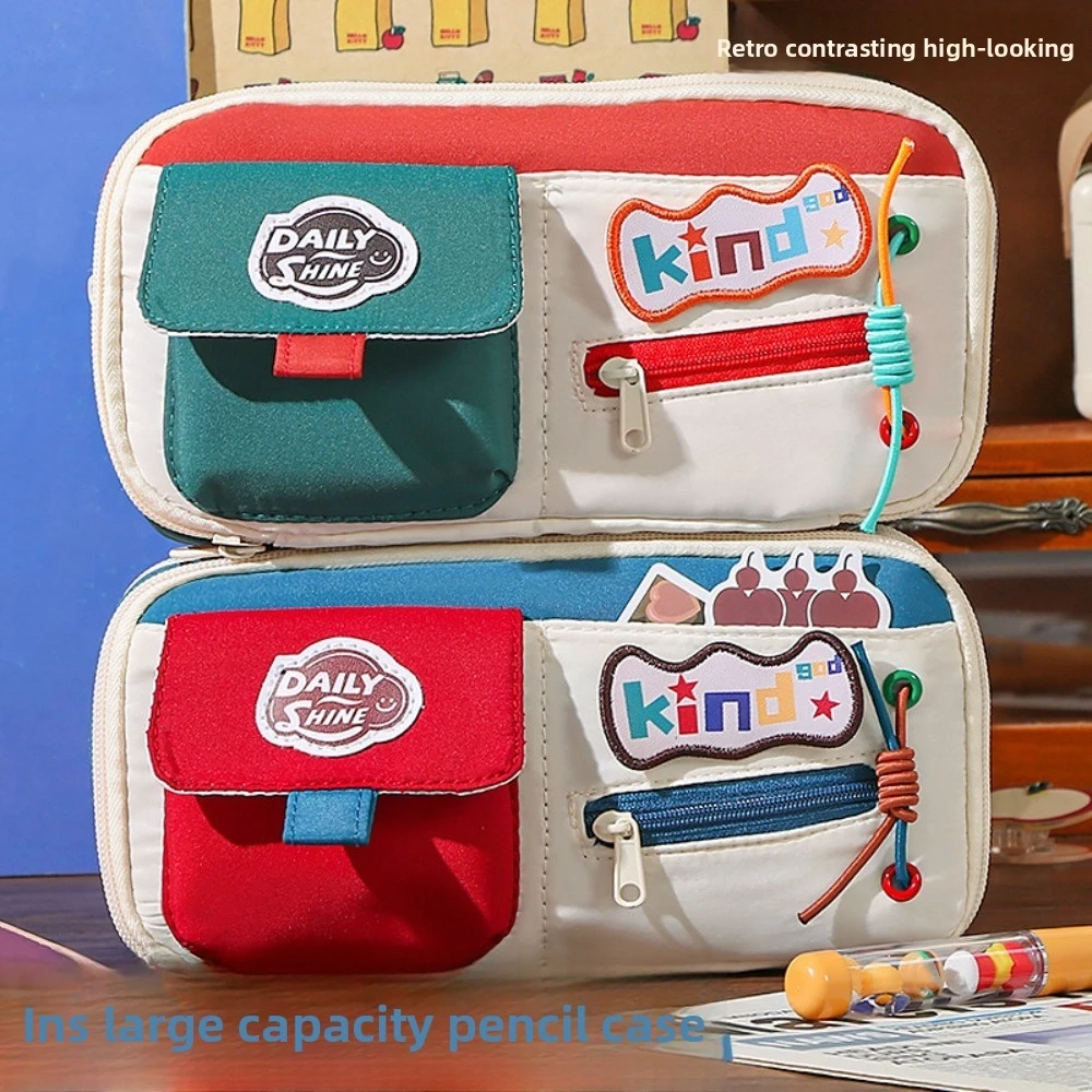 

Large Capacity Dopamine Pencil Bag Cosmetics Storage Multilayer Stationery Storage Bag Zipper Organizer Supplies Pen Pencil Case