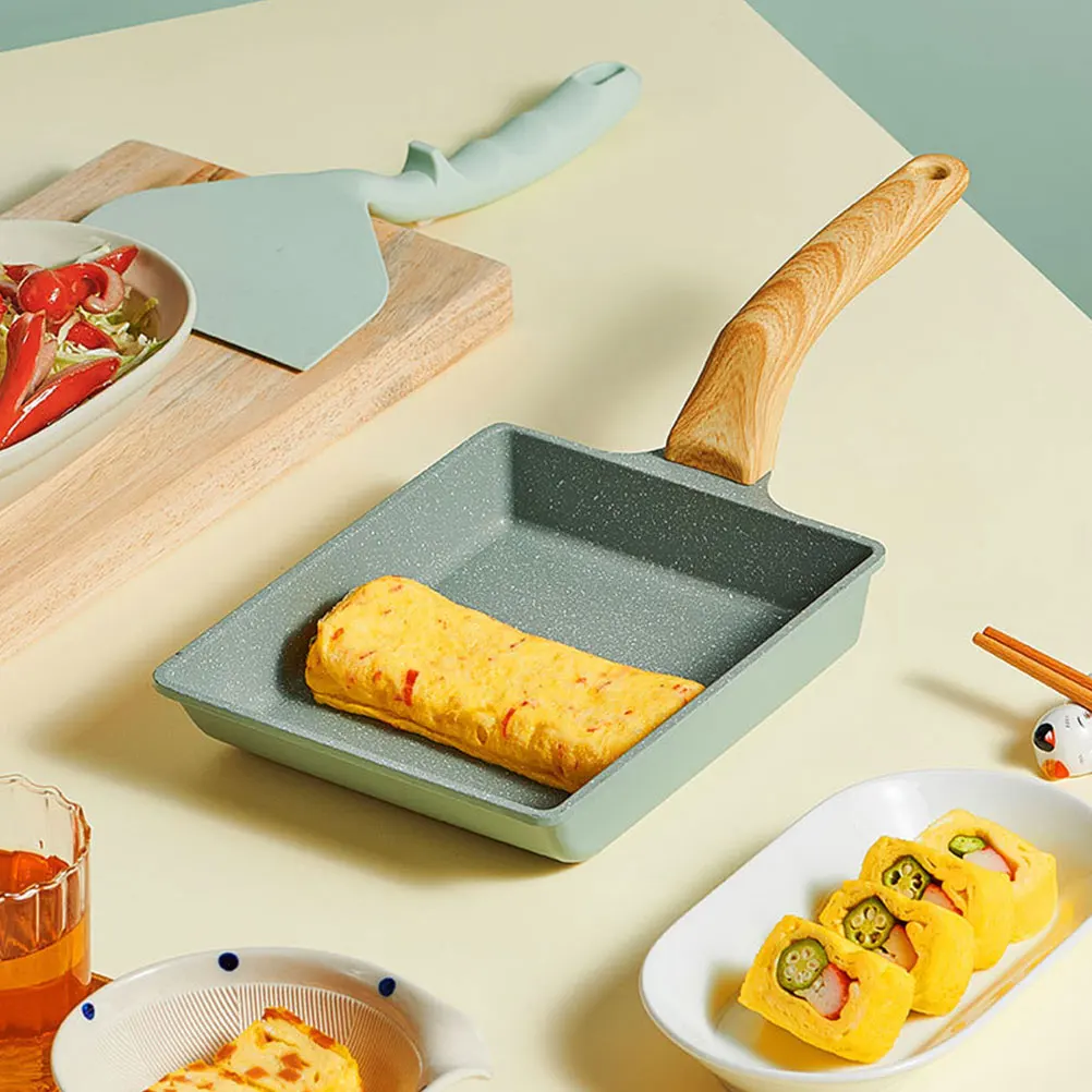 

Non-Stick Japanese Omelette Pan Tamagoyaki Egg Frying Even Heat Rectangle Wood Handle Cooking Pan for Eggs Steaks Pancakes