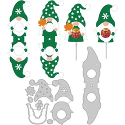 2Pcs St. Patrick's 3D Gnome Elf Pattern Cutting Dies Stencil Lollipop Stand Metal Embossing Cut Stencils Craft Embossing Tools