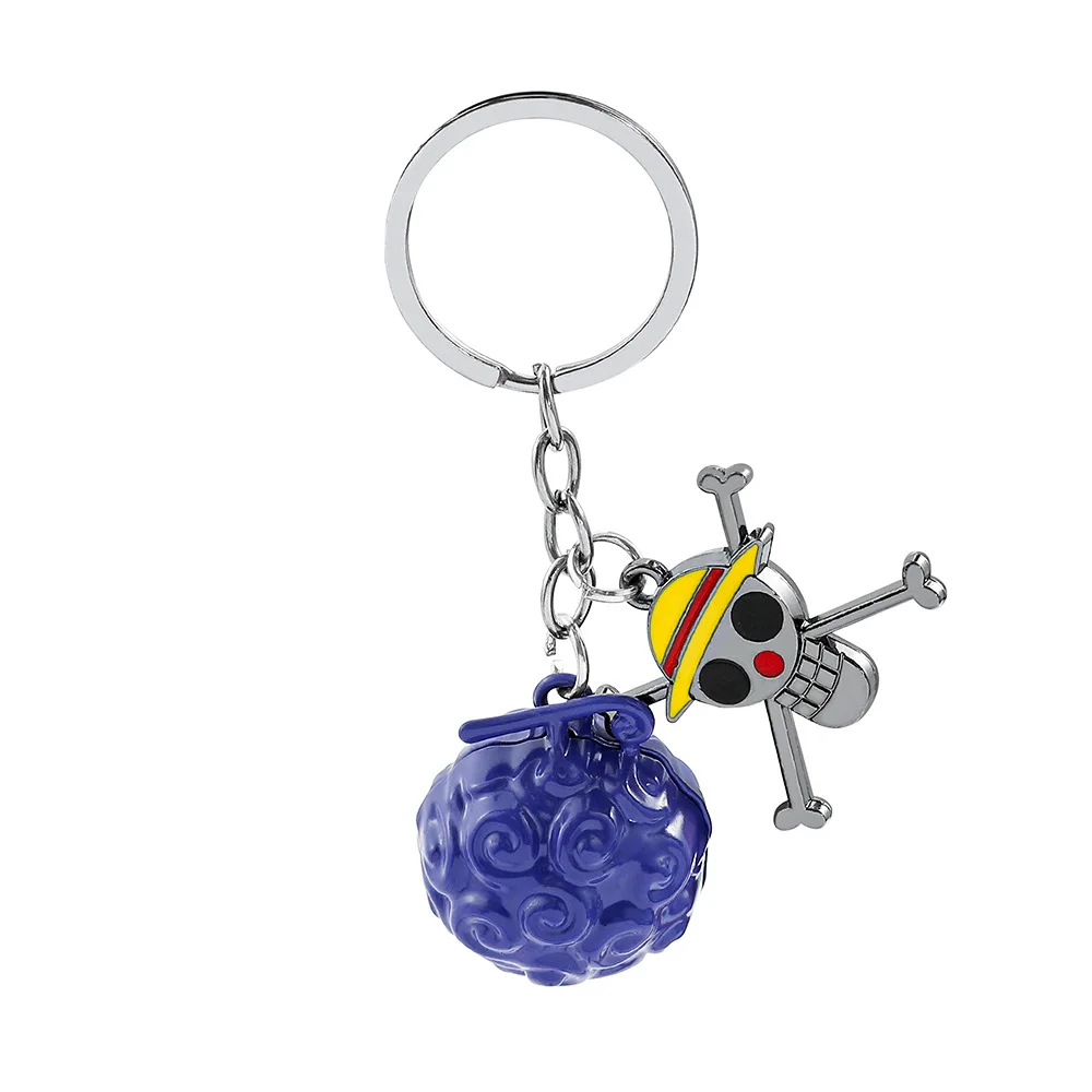 Anime One Piece Schlüsselanhänger Luffy Trafalgar Law Roronoa Zoro Chopper Teufelsfrüchte Metall-Schlüsselanhänger COS Zubehör Anhänger Figuren
