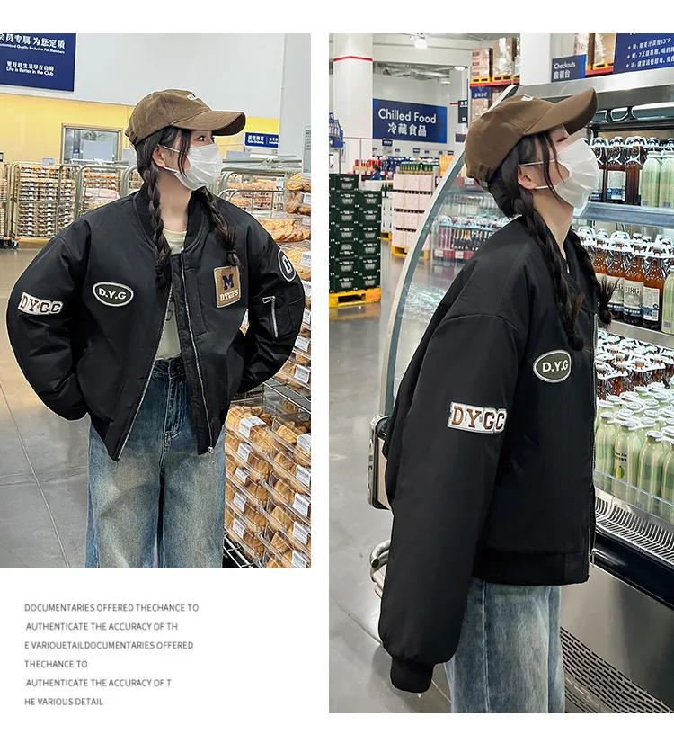 

Winter 2025 New Arrival down Cotton Jacket Quilted Warm Stylish Small Size Outerwear Korean Loose Retro Style Cotton Coat