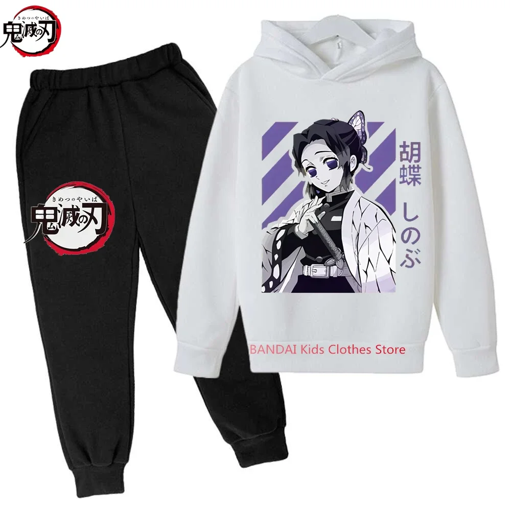 Kids Demon Slayer Kimetsu no Yaiba Hoodies Clothes Spring Sweatshirt Long Pant 2pcs Outfits Set Shinobu KochClothing