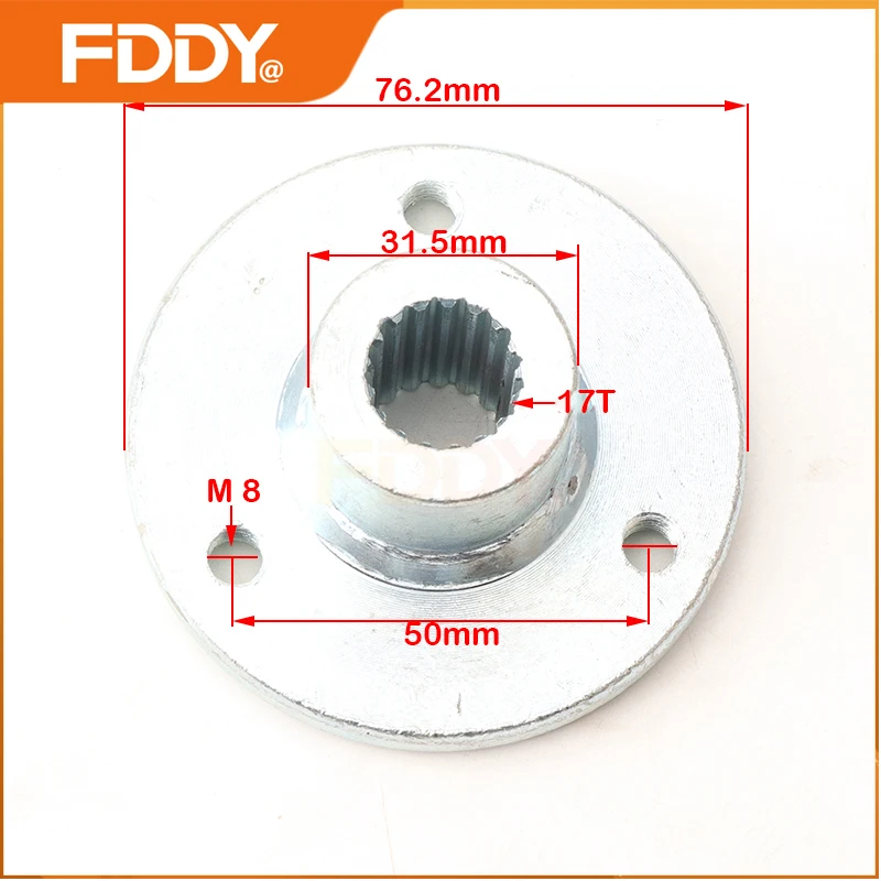 FDDY 5 inch 17T 50mm*3 Stud Rear Wheel Hub For DIY China 110cc 168 200F Karting Quad Bike ATV Dune Go Kart UTV Buggy Parts