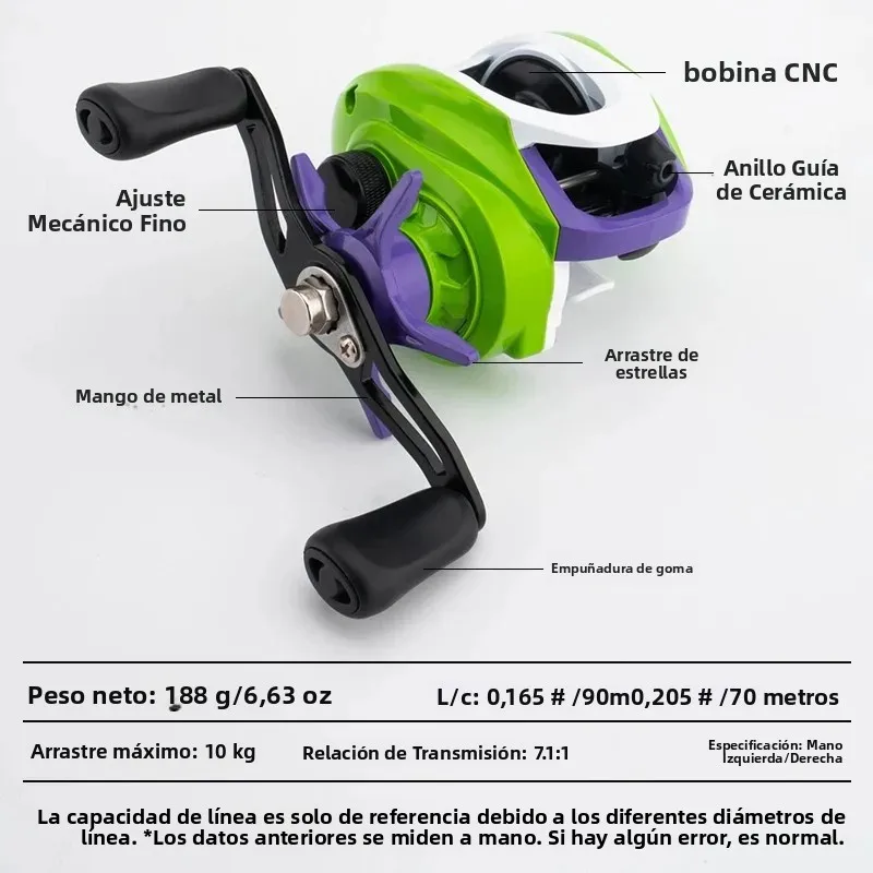 Carrete de Baitcasting Huidiao – Perfil bajo y frenado de 10 imanes - imagen 5