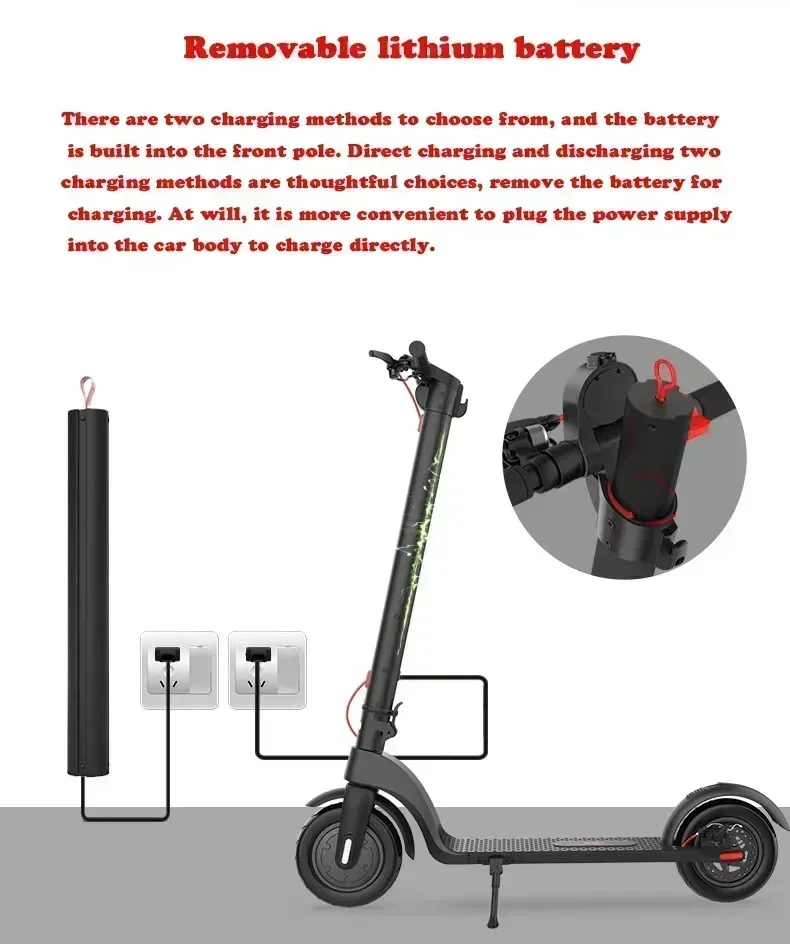 Original Tretroller 12 AH 10AH Batterie abnehmbar 8,5 Zoll 10 Zoll 700 W Motor 45 km Reichweite HX X7 X8 faltbarer Elektroroller