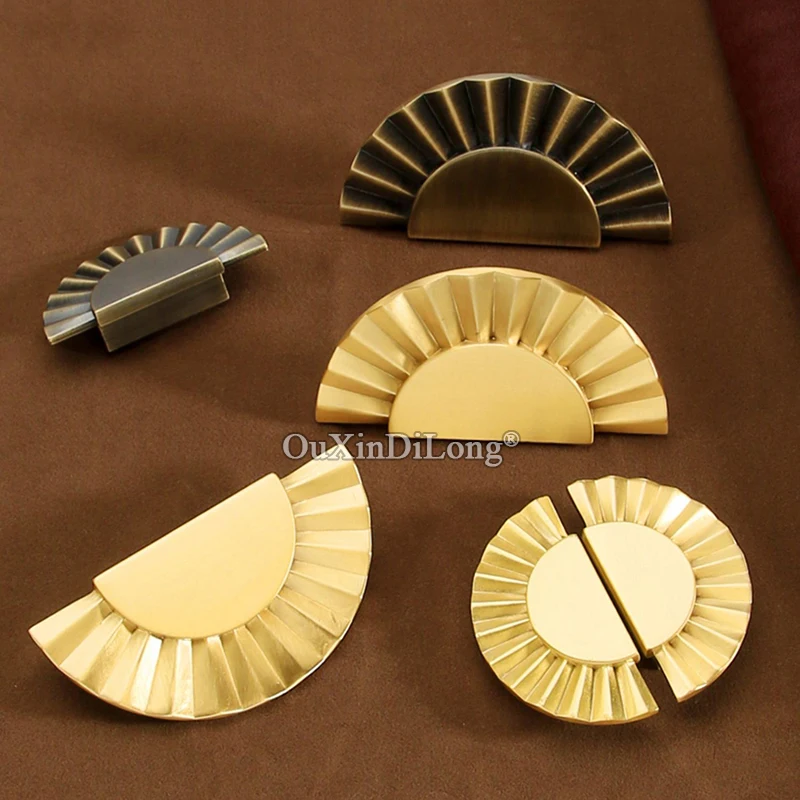 

4PCS Pure Brass Semicircle Furniture Pulls Handle Drawer Pulls Cupboard Wardrobe Kitchen Shoe Dresser TV Wine Cabinet Pull Knobs