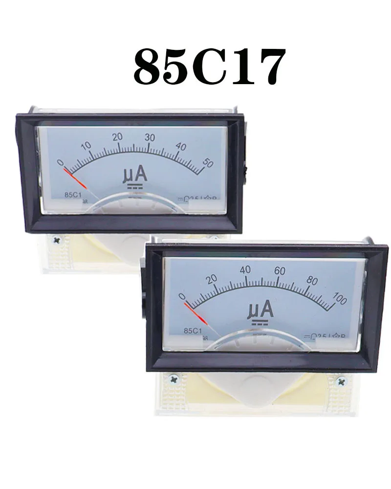 Pointer Type Panel Mount Analog Ammeter Gauge DC Meter 50uA 100uA 200uA 300uA 500uA Measuring Range 85C17