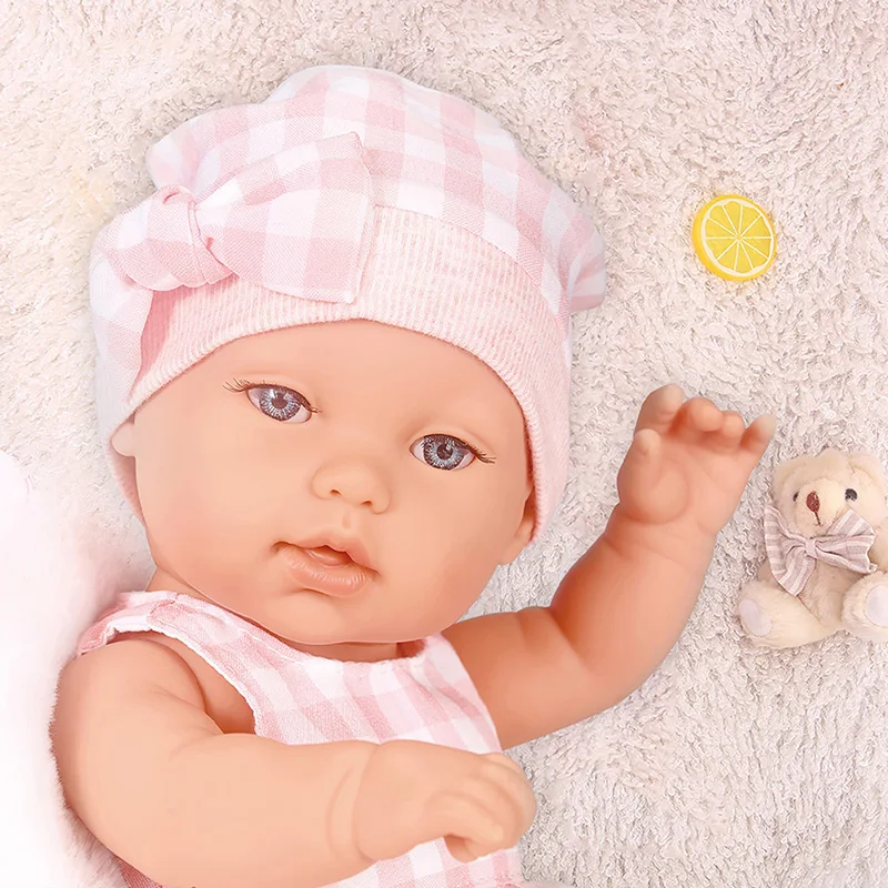 Baby Doll 14Inch/35CM Clothes Cute Rabbit with Sleeping basket Bebe Reborn Doll kids Soothing Newborn Doll For Girls favor Gift