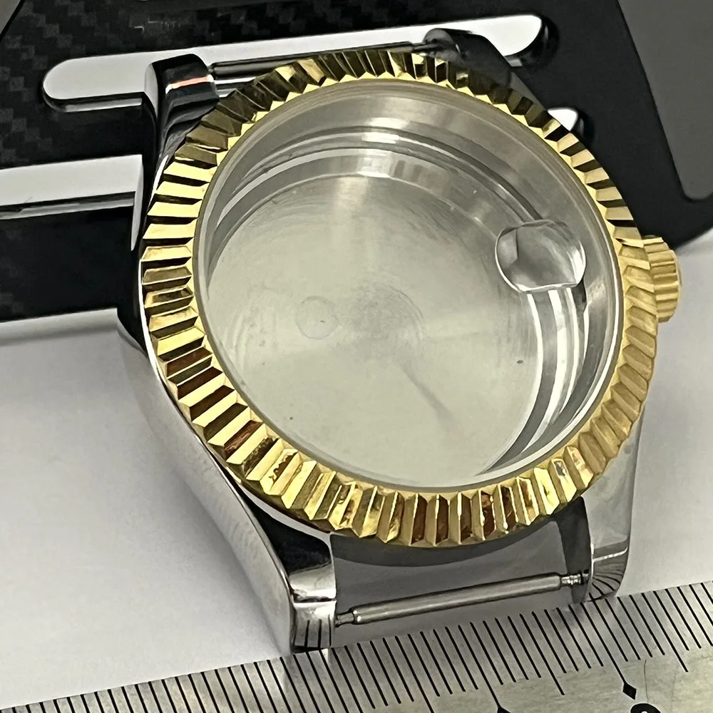 39MM NH35 광택 룸 골드 쉘, 스테인레스 스틸 밀봉 뒷면 커버, 8212 ST1612 모션 날짜, 스틸, 20MM 폭