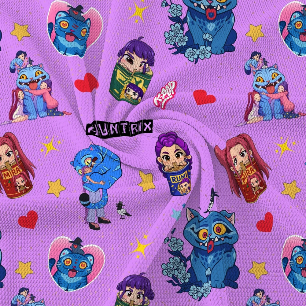 

50X145cm Cartoon Hu Popular Singer Pattern K-pop Printed Twill Bubble Polyester Fabric for Patchwork Quilting Fabrics