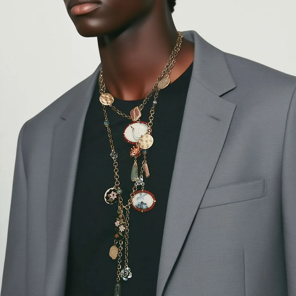 

2Pcs/sets ZAA Personality Design Vintage Metal Chains Geometric Resin Pendant Necklaces for Women Fashion Jewelry Necklace Gifts