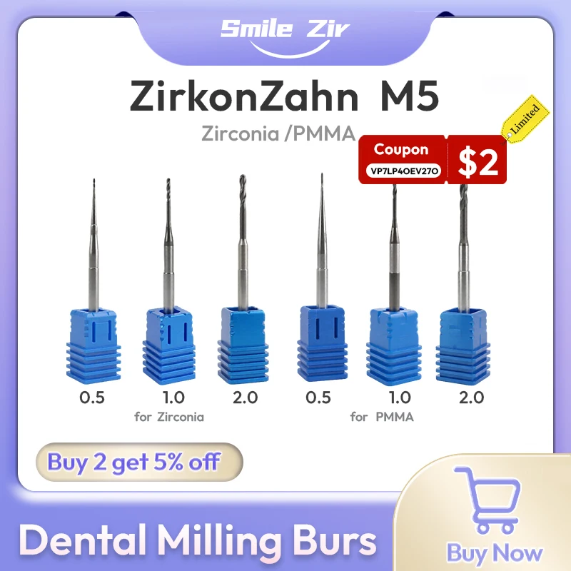 

Zirkonzahn M5 Dental Milling Burs Shank D3 for Zirconia PMMA Dental Lab Grinding Diamond DC NC Coating CAD CAM Milling Drills