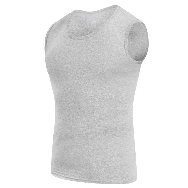 Men\'s four seasons tight sleeveless cotton base color vest comfortable exercise fitness sleeveless T-shirt with undershirt