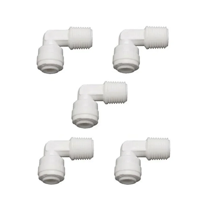 5Pcs 1/4 inch Male Thread to 1/4 inch Tube Elbow Quick Connect Ro Reverse Osmosis water Filter Fitting Male Elbow Pack of 5