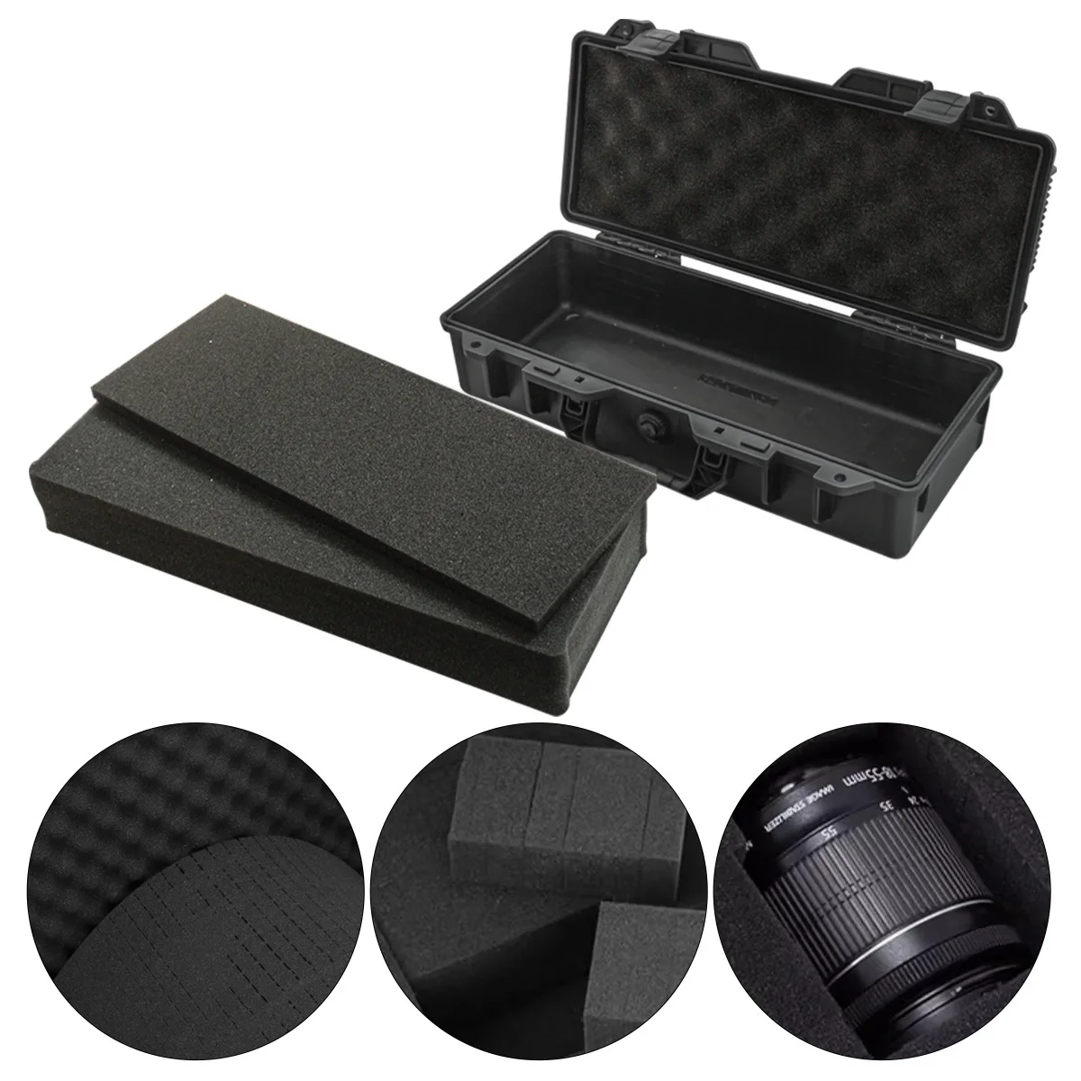 5 أحجام حقيبة حمل صلبة متينة مقاومة للماء والعفن والصدمات - صندوق أدوات داخلي مبطن بالإسفنج مع إغلاق مزلاج آمن