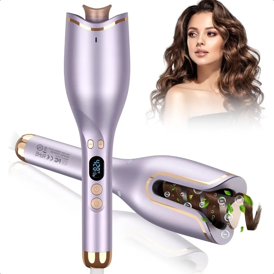 

Automatic Curling Iron Automatic Hair Curler with 1 Curling Iron Large Slot 4 Temperature 8 Timer Dual Voltage Anti Rotating Cu