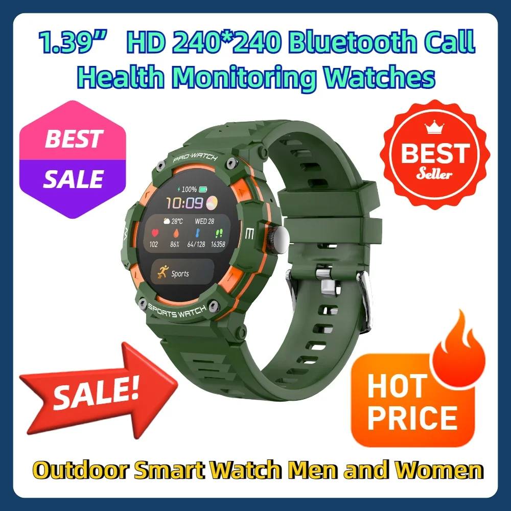 

1.39” HD 240*240 Bluetooth Call Health Monitoring Game Heart Rate Step Count Exercise Watches Outdoor Smart Watch Men and Women