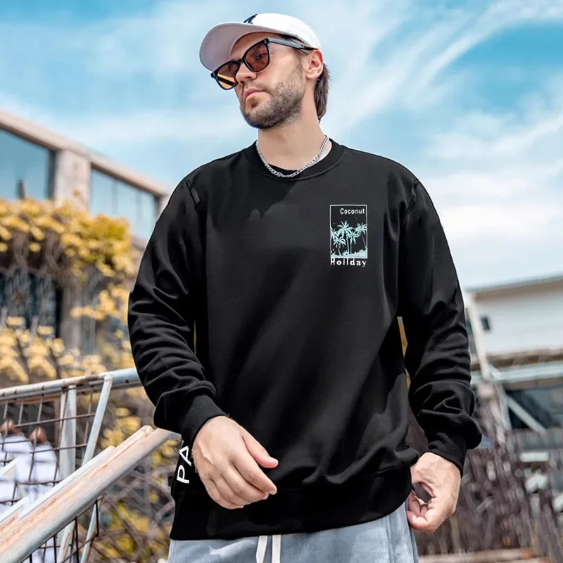 Men's Plus Size Sweatshirts Autumn Pullovers 1XL-7XL Man Round Neck Long Sleeve Tops Printed Hoodies Male Clothing 110-180KG