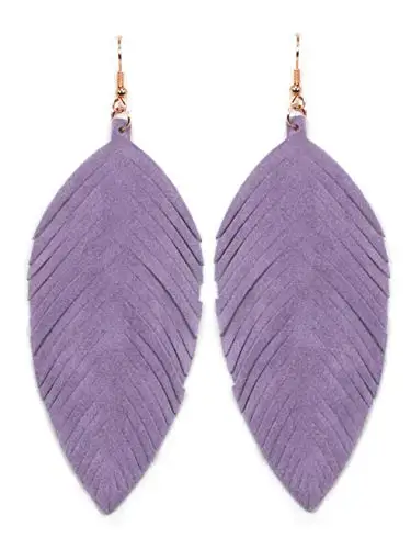Genuine Soft Leather Handmade Fringe Feather Drop Earrings Lightweight Tear Dangle Earrings for Women Fashion Jewelry Gifts