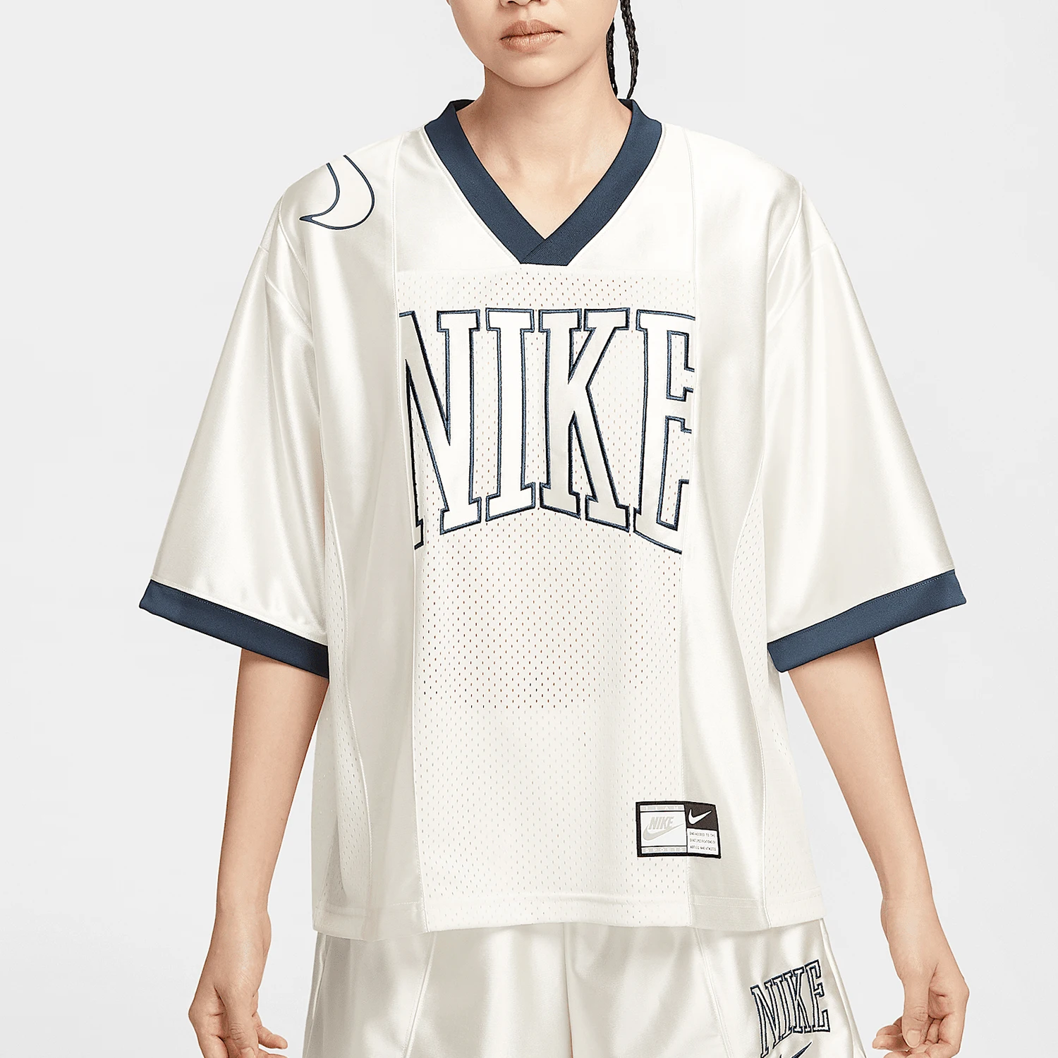 

Nike genuine 2025 Summer Women's Printed Mesh Breathable V-Neck Short Sleeve HJ0281-133