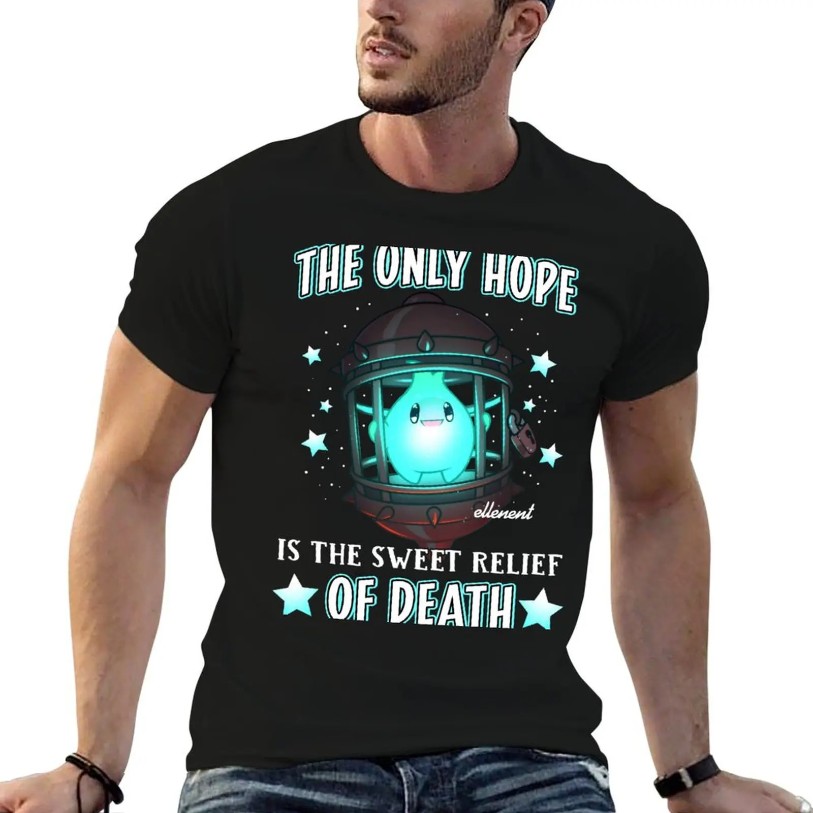 

The Only Hope Is The Sweet Relief Of Death T-Shirt man t shirt heavy cotton t shirt man casual funny t shirts dark humor T-shirt