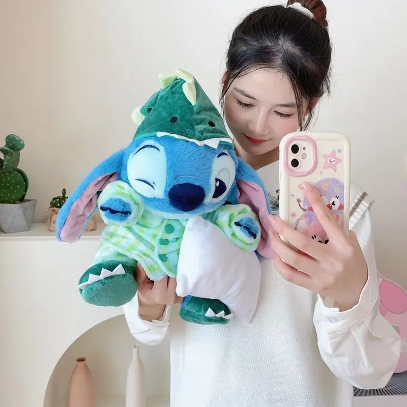 32-55cm 디즈니 스티치 플러시 바디 필로우 만화 공룡 디자인 잠옷 스타일 소프트 쿠션 슬리핑 룸 장식 완벽한 선물