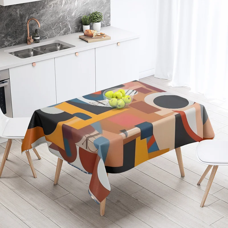 مجردة هندسية مفرش المائدة مقاوم للماء مقاومة للبقع الطرف الديكور مطعم مقهى طاولة طعام مفارش المائدة 140X200cm #5