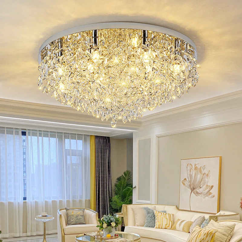 Modern Minimalist LED K9 Crystal Chandelier Ceiling Pendant Suspend Lights Home Decoration Lamp Dining Room Living Villa Bedroom