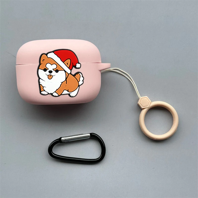 حافظة لهاتف هواوي FreeClip كارتون كلاب/غطاء عيد الميلاد من السيليكون لسماعات الأذن لهاتف هواوي غطاء بمشبك مجاني Fundas