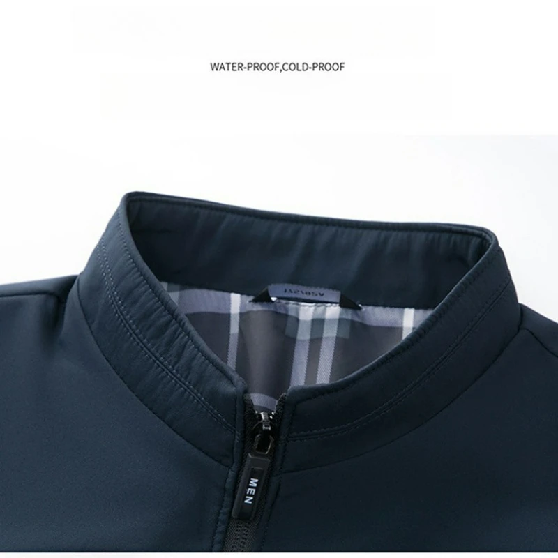 Autumn Casual Jacket Men's 2025 New Classic Windproof Plaid Lining Comfortable Jackets Male Business Loose Standing Collar Coat
