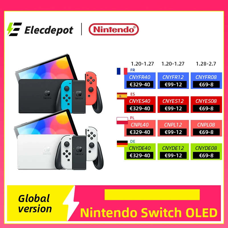 Nintendo Switch OLED Model Consola de juegos Pantalla táctil OLED de 7 pulgadas Amplio soporte ajustable Audio mejorado Puerto L