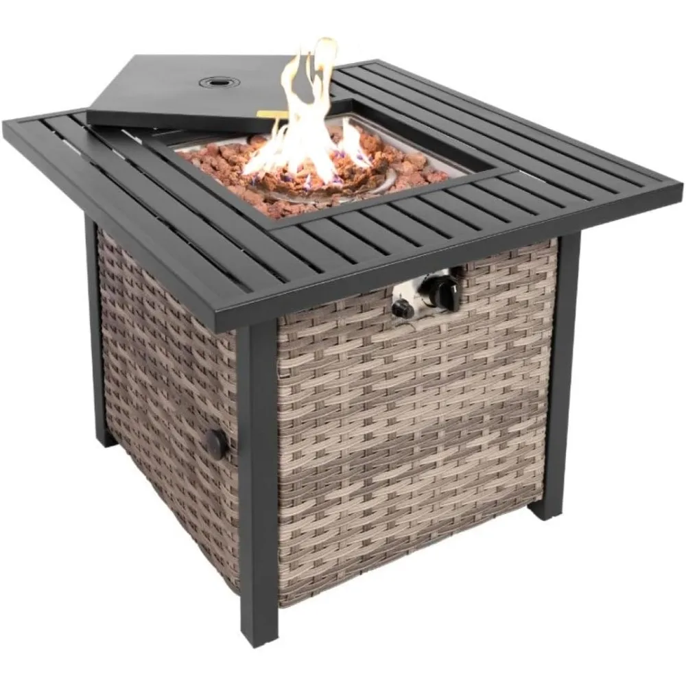 

Basel Propane Fire Pit Table Outdoor Firepit 50,000 BTU Firepits for Outside with Lava Rocks and Removable Lid Metal Fire Pits