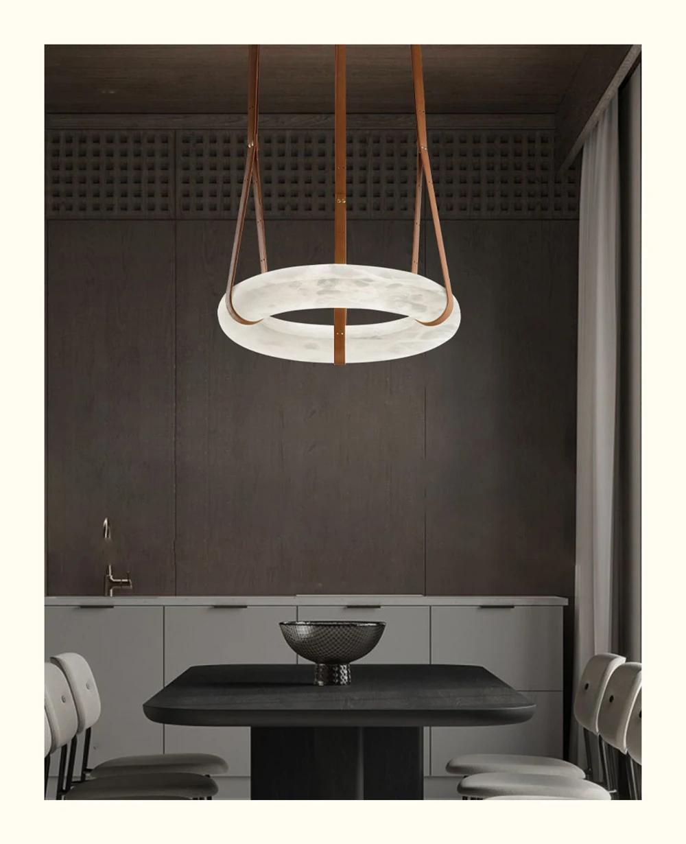 Marble Ring Brown Dark Leather Pendant Lights
