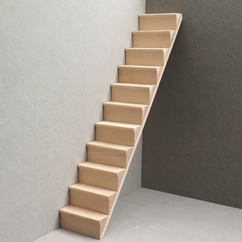 1:12 Poppenhuis Diy Accessoires Miniatuur Meubilair Scène Model Trap Zonder Leuningen Creatief Handgemaakt Poppenhuis Speelgoed