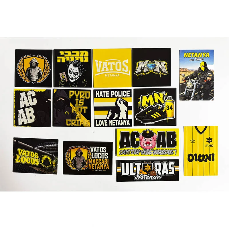 9*9cm 8*12cm  Maccabi Netanya FC ACAB MNFC 1934 Ultras Vatos Locos Decoration Stikers for Bag Cup Wall Fridge Group II