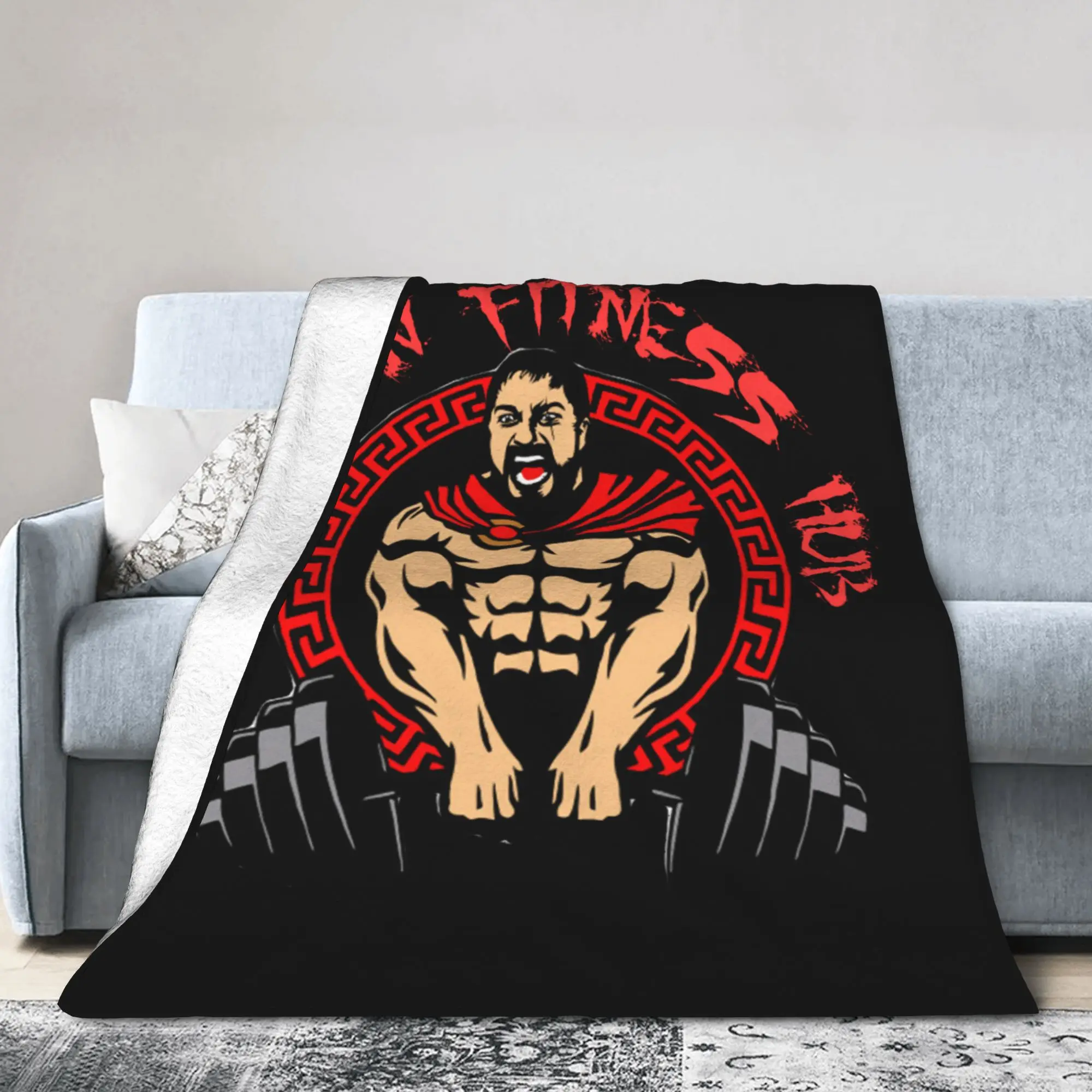 Custom Spartan Gym Blankets Warm Flannel Bodybuilding Fitness Muscle Throw Blanket for Bed Travel Rug Piece