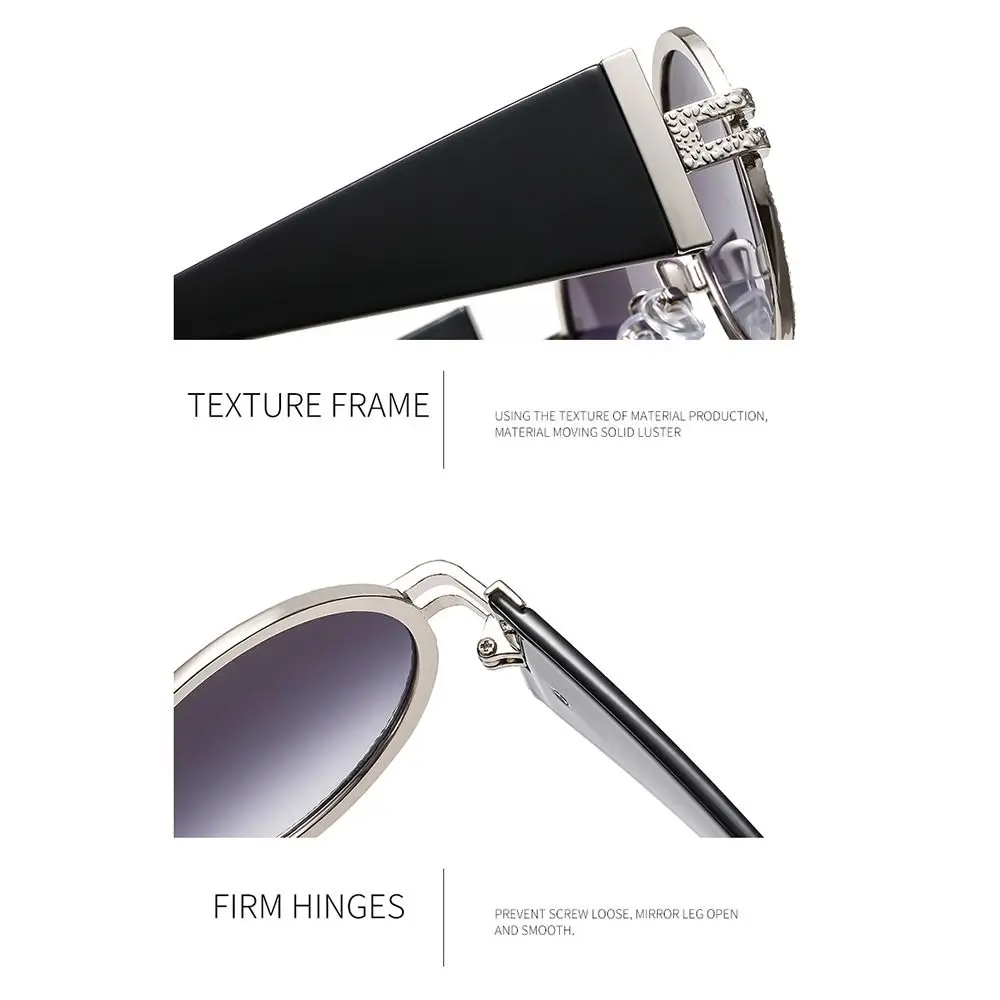 

Trendy Round Punk Sunglasses Oval Retro Hip Hop Shades UV Protection Wide Temples Sun Glasses for Women & Men