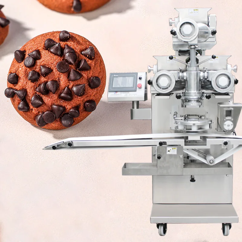 2024 Stainless Steel Material Automatic Chocolate Chips filled cookie machine Fun Cookies Encrusting Machine