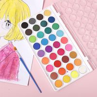 with Water Brush Pen Watercolor Paint Set Solid Plastic Box Oil Painting Kit 8/12/18/28/36/48 Watercolor Pigment Art Supplie