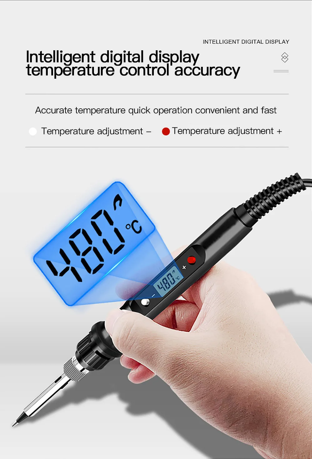 Kit de soldador eléctrico 80W 110/220V, herramienta de soldadura Digital ajustable a la temperatura, EU/US, puntas de hierro de estaño