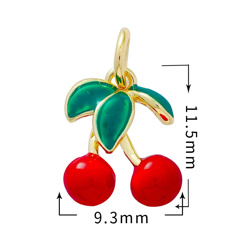 3pcs/lot Cubic Zirconia Crystal Lovely Cherry Pendant 2025 New Fashion Gold-plated Brass CZ Stones Hot Summer Fruit Charm DIY