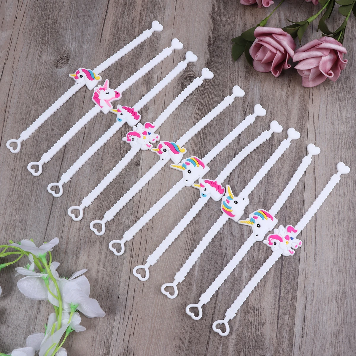 

10Pcs Adjustable Unicorn Silicone Wristbands Rubber Bracelets For Kids Boys Girls Adults Birthday Christmas Event Accessories