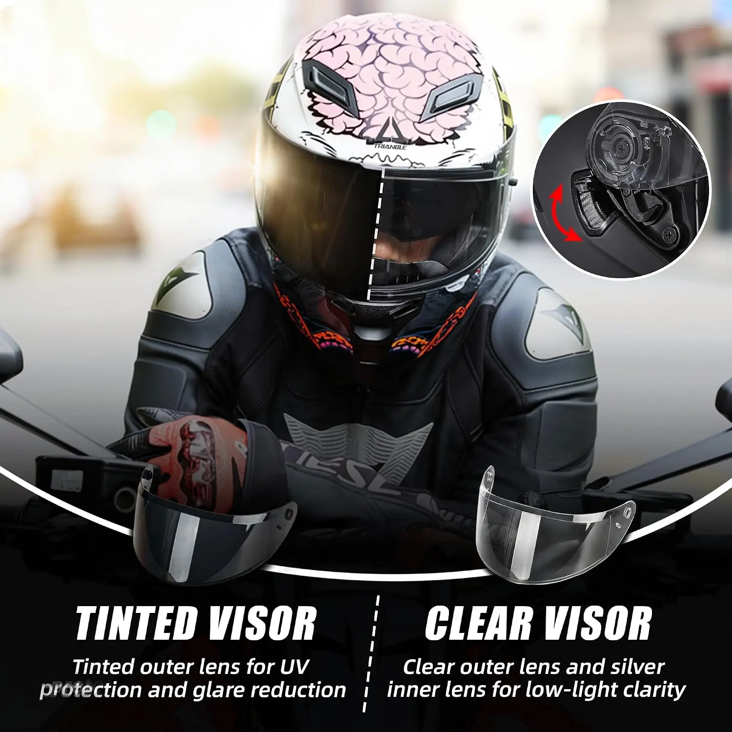 Full Face Motorcycle Helmet DOT Approved, Dual Visor for Adults