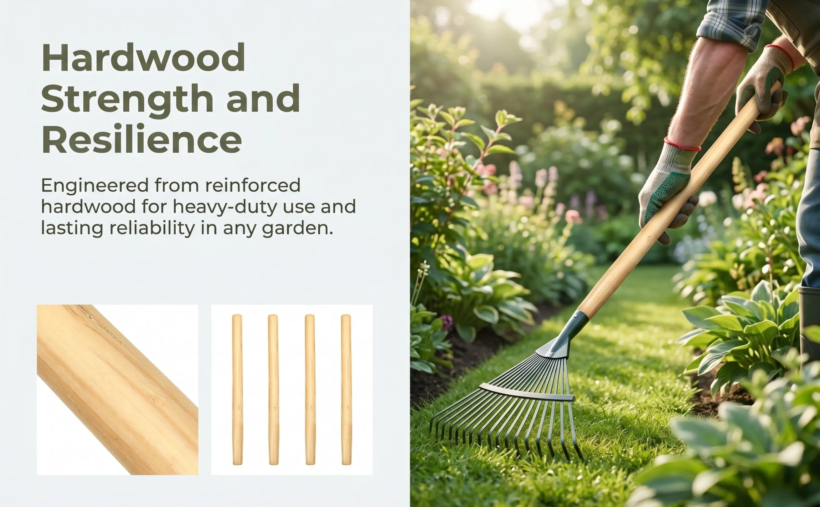 4Pcs Wood Tool Handle Replacement Lightweight Ergonomic Non-Slip Grip for Shovels Hoes Sickles Garden Tools Wooden Handle