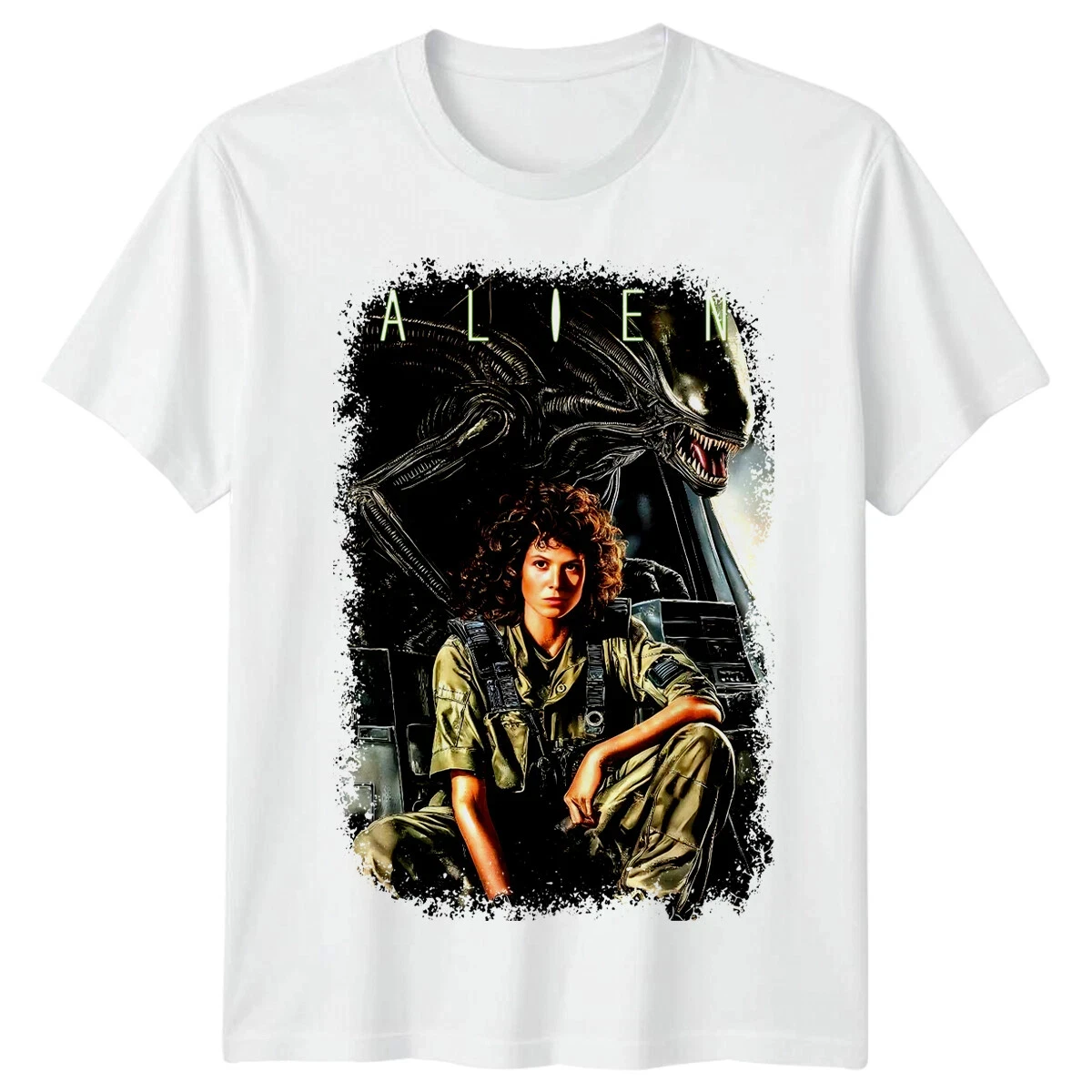 Alien Movie Ripley Xenomorph T-Shirt for Men Classic Sci-Fi Horror Graphic Tee Retro Streetwear Short Sleeve Casual Crewneck Top
