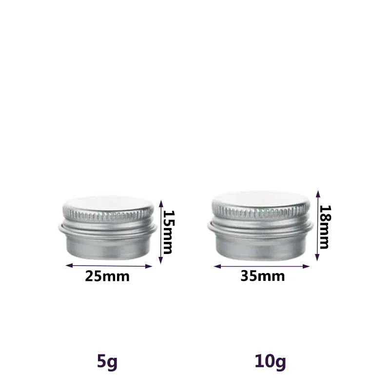 50pcs 5g/10g เงินอลูมิเนียมกระป๋องกระป๋องสกรูรอบเทียนเครื่องเทศกระป๋องกระป๋องพร้อมฝาปิดสกรูคอนเทนเนอร์ lip Balm คอนเทนเนอร์