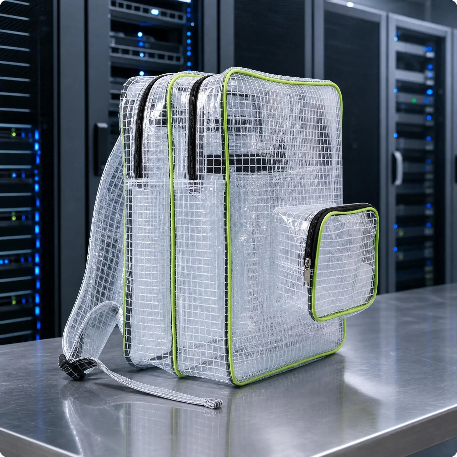 Anti PVC Backpack Reinforced PVC Grid Backpack Transparent for Technicians, Trades Workers, Workshops, Daily Use, Classrooms